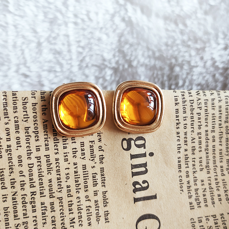 黄色耳环许大晴同款复古港风