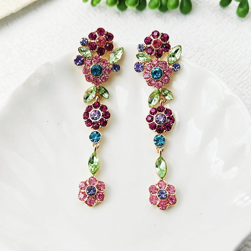 欧美长款耳饰轻奢时尚花瓣时尚新款银针手工花朵小众设计款C313