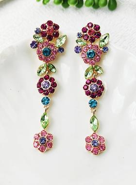 欧美长款耳饰轻奢时尚花瓣时尚新款银针手工花朵小众设计款C313