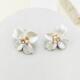白色山茶花耳钉花朵耳环修饰脸型旅游度假法式 花朵耳饰潮C144