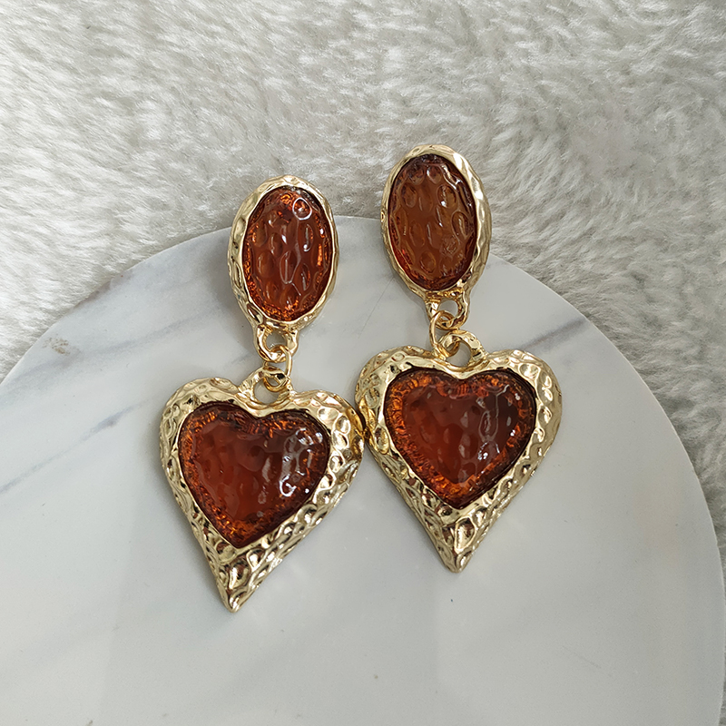 气质耳饰镶钻褶皱爱心耳环耳钉