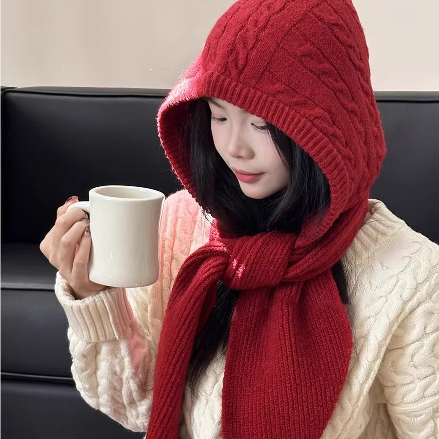 巴拉克拉法纯色针织帽女保暖护耳