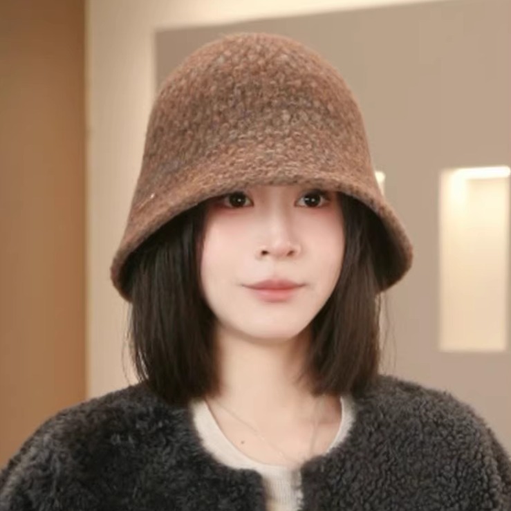 2025新款纯色针织渔夫帽保暖护耳