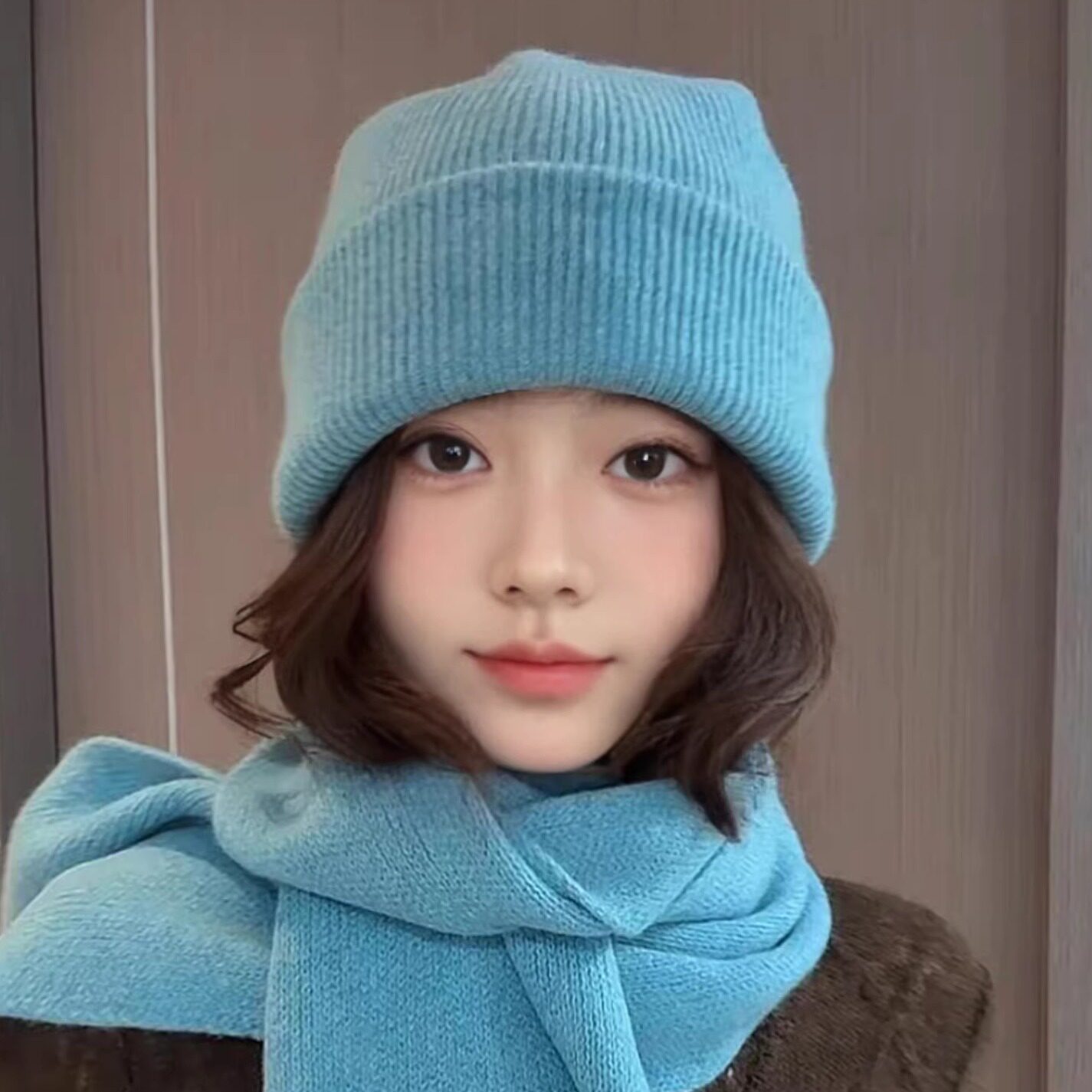 高品质羊毛纯色针织帽保暖护耳帽