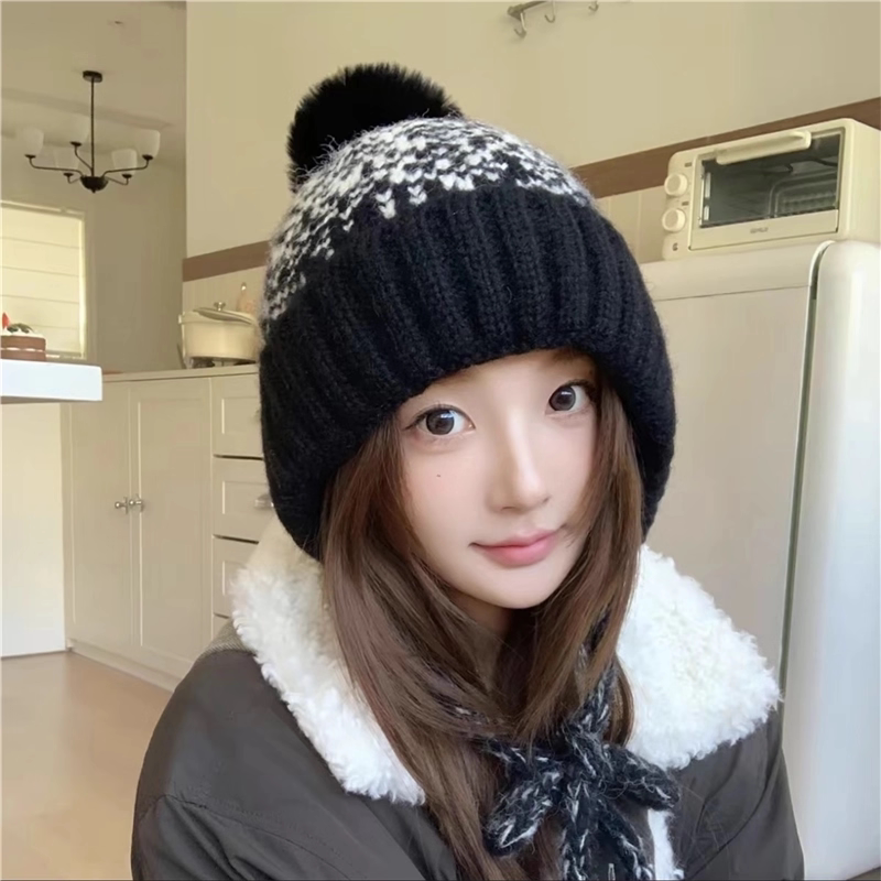 费尔岛提花针织毛线帽加厚保暖帽