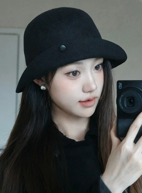 张婧仪同款羊毛呢保暖显脸小礼帽