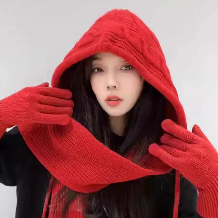 巴拉克拉法针织帽子女秋冬季围脖一体加厚保暖毛线帽骑行护耳帽女