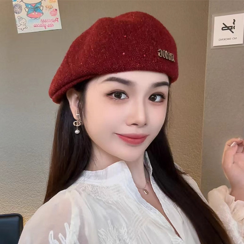 2025新款春秋韩系亮片前进帽贝雷