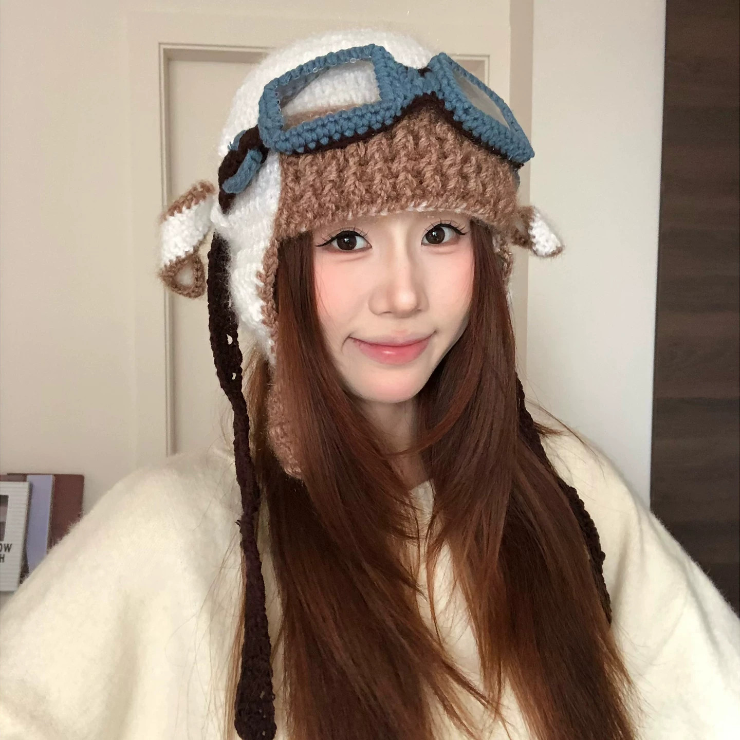 檀健次同款小羊针织飞行帽显脸小