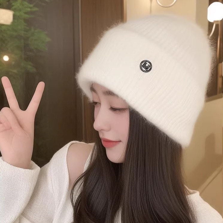 韩系兔毛混纺软糯针织帽保暖护耳