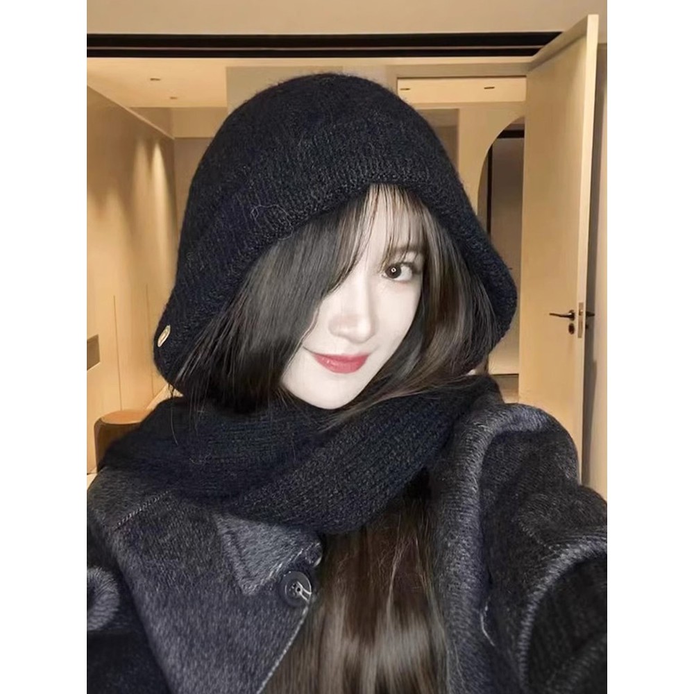 巴拉克拉法帽女2025秋冬新款帽子围巾披肩一体式针织帽子加厚保暖