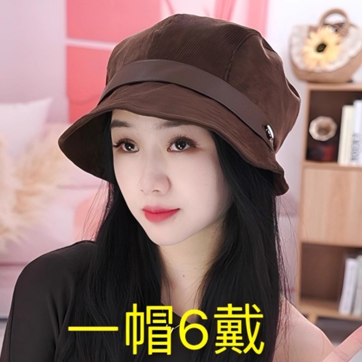 一帽多戴灯芯绒渔夫帽子女秋冬2025新款保暖马术帽气质显脸小盆帽