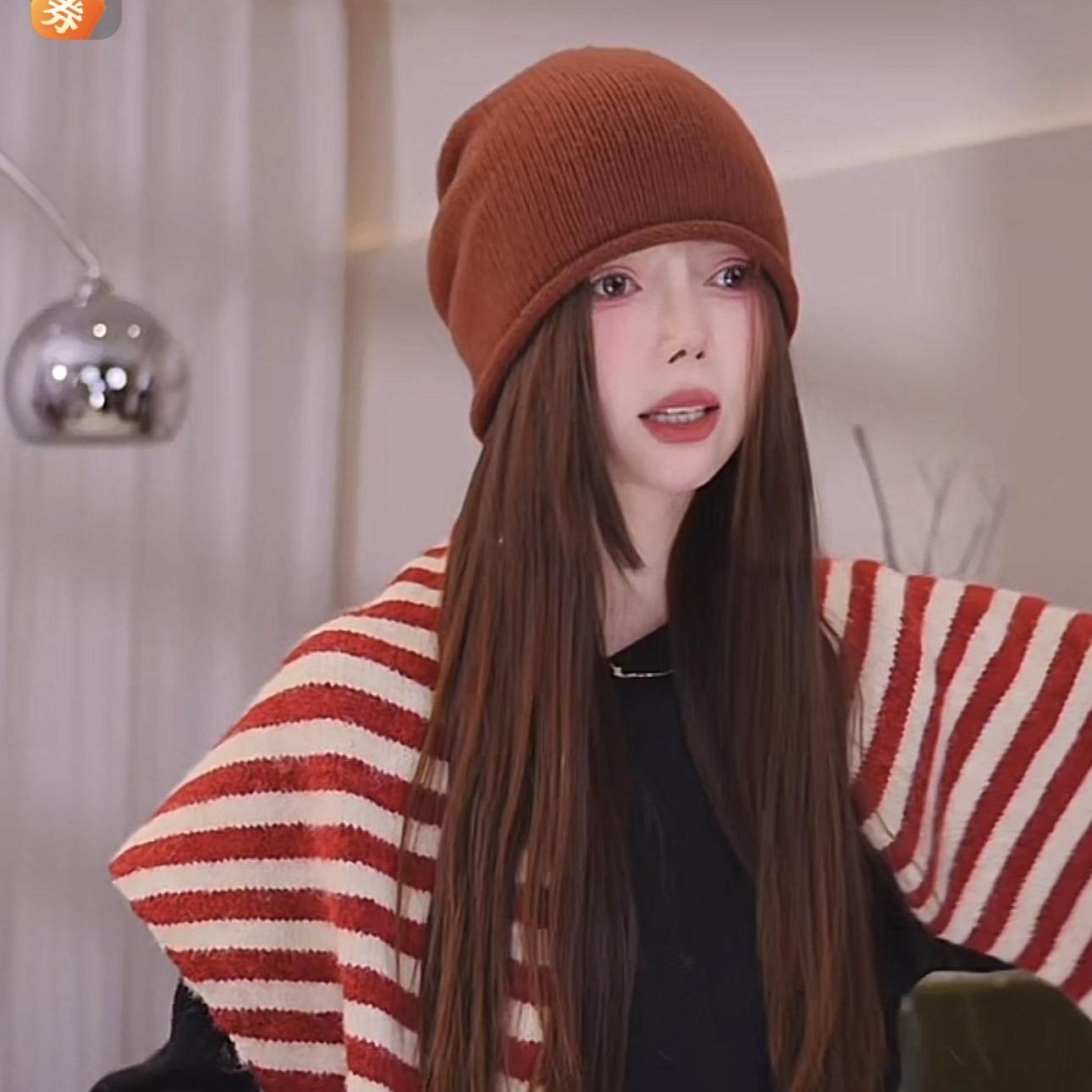 堆堆帽子显白抽绳大头戴护耳秋冬