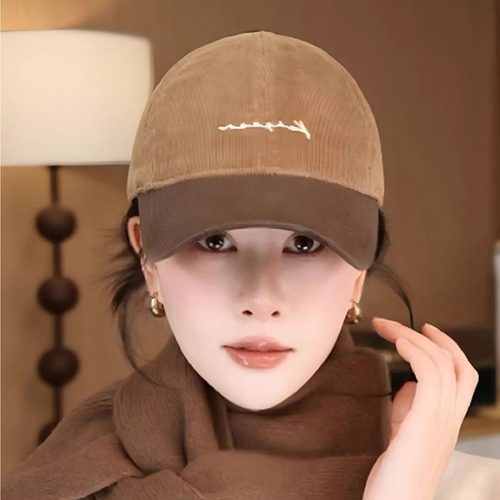 韩版复古灯芯绒棒球帽保暖显脸小