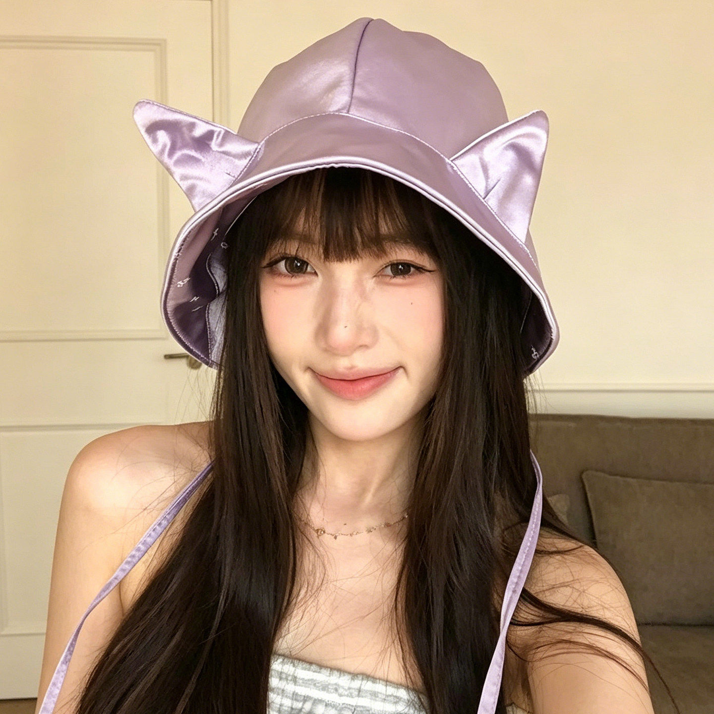 夏季甜美猫耳防晒水桶帽女显脸小