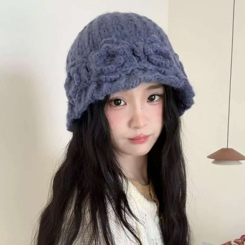 手工钩花针织渔夫帽子护耳显脸小