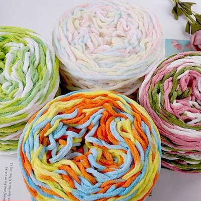 大团3.8两小冰条线渐变花色段染粗毛线手工diy编织钩针勾拖鞋围巾