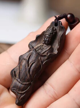 古夷苏木荷叶观音单面吊坠毛衣链男女士时尚百搭项链复古民族风