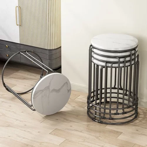 家用凳子客厅圆凳现代简约餐桌椅可叠放加厚餐桌备用凳北欧化妆凳