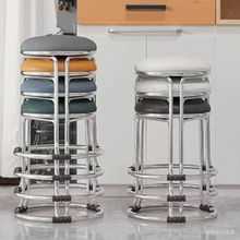 凳子家用圆形加粗加厚钢筋铁凳可叠放餐桌板凳不锈钢实木凳塑料凳