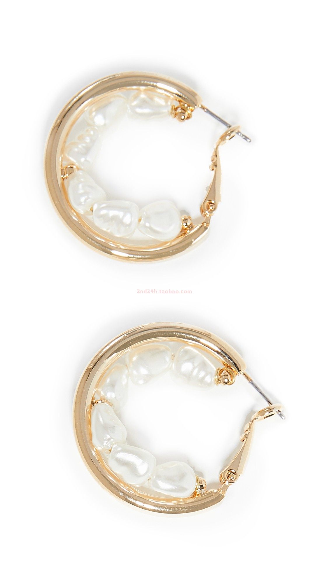 shashi圆圈形隐藏的珍珠耳环 小众设计师