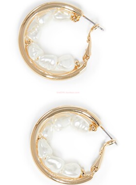 shashi圆圈形隐藏的珍珠耳环 小众设计师