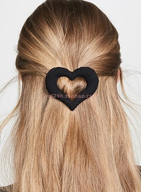 shashi黑色爱心镂空发夹发饰顶夹边夹 简约可爱韩式