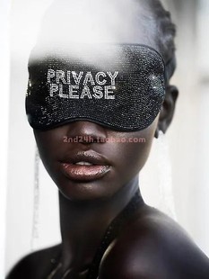 slip PRIVACY PLEASE稳私满水钻真丝眼罩门挂遮光透气亲肤居家NEW