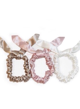 slip兔耳朵纯色豹纹桑蚕真丝发圈发绳套装不伤发少压痕张子萱推荐