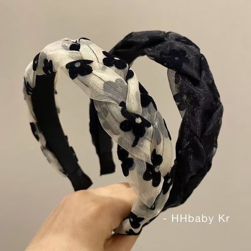 花朵发箍新款欧根纱编织成人发卡女外出旅行发箍春季刘海整理发箍