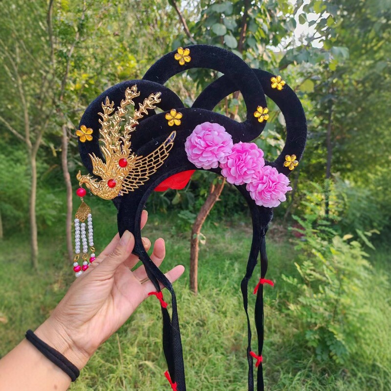 古装假发仙女头饰古代小姐戏曲头饰越剧花旦头套黄梅戏假发头饰