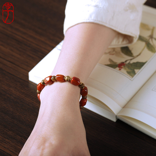 【今喜】南红玛瑙手链单圈女士本命年红绳手串奇楠沉香原创新款