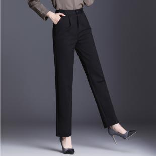秋冬加绒加厚直筒裤休闲西裤女新款春秋窄版大码女裤小个子西装裤