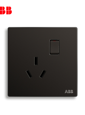 ABB开关插座面板空调插座1开一开三孔带开关16A轩致黑色AF228-885