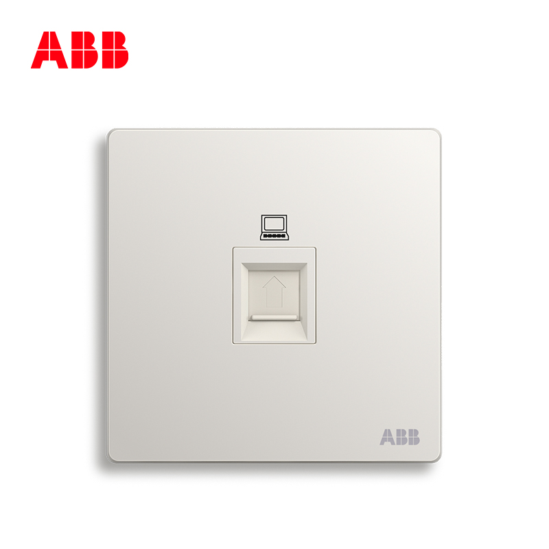 ABB开关插座无框轩致雅典白墙壁86型插座面板超5类电脑插座AF331