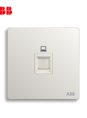 ABB开关插座无框轩致雅典白墙壁86型插座面板超5类电脑插座AF331