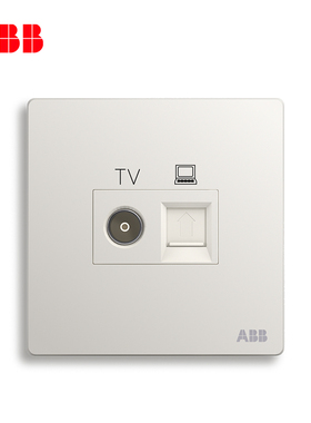 ABB开关插座无框轩致雅典白墙壁86型插座面板电视电脑插座AF325