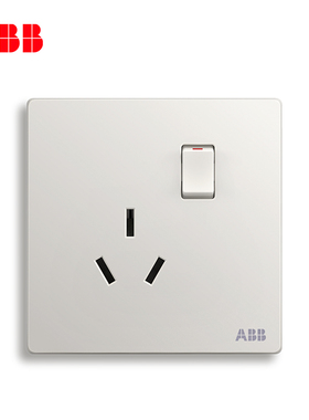 ABB插座无框轩致雅典白色86型空调带开关专用插AF228一开三孔16A