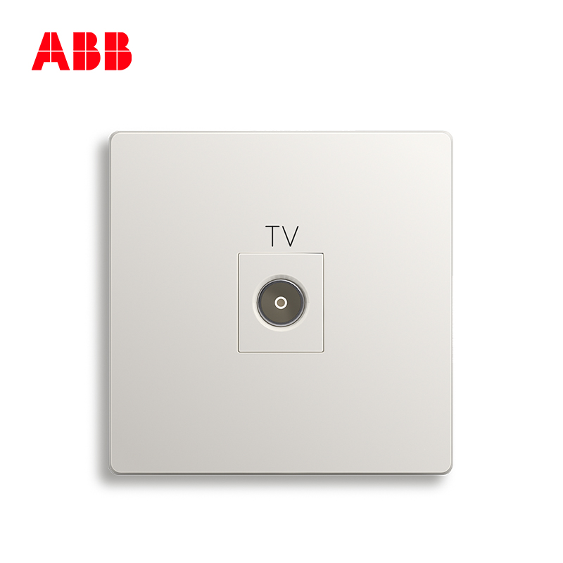 ABB开关插座无框轩致雅典白墙壁86型插座面板一位电视插座AF301