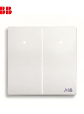 ABB开关二开面板轩致无框雅典白色系列二位双控带LED指示灯AF168