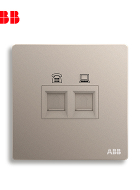 ABB轩致朝霞金弱电二位电话超五类电脑插座网络信息面板AF323-PG