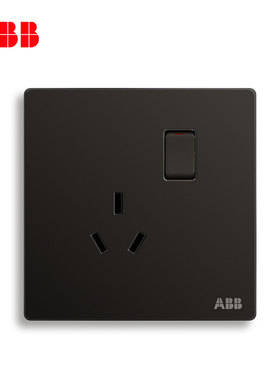 ABB开关插座无边框面板一开三孔带开关插座10a轩致黑色AF223-885