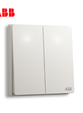 ABB轩致直板无边框雅典白纯平直边开关插座两开单控带LED灯AF182L