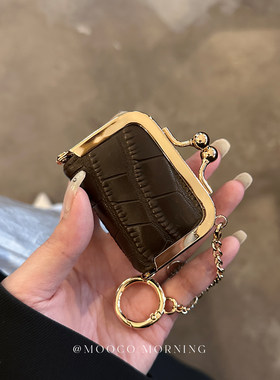 mooco真皮超小迷你首饰收纳小包便携挂件小巧耳环戒指项链首饰盒