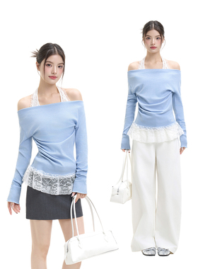 FISSXS 春季新款修身显瘦一字肩吊带打底上衣长袖设计师款气质女
