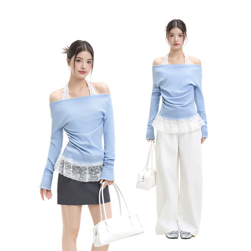FISSXS 春季新款修身显瘦一字肩吊带打底上衣长袖设计师款气质女