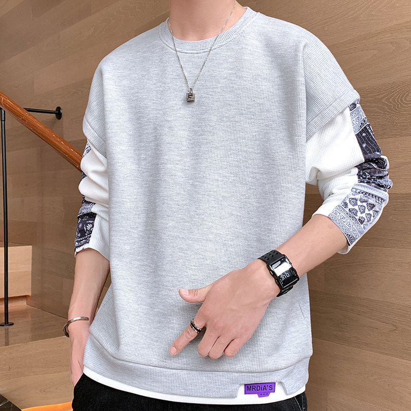 男士秋款假两件大码宽松卫衣Y6728P32,男装卫衣,星座914