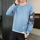大码拼接印花卫衣男生港风休闲宽松上衣打底衫6723P26，男装卫衣，星座914