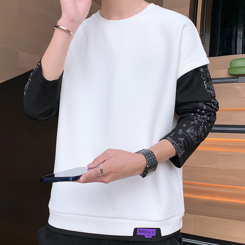 男款外贸大量备货M-5XL印花拼接假两件大码卫衣Y6728P32,男装卫衣,星座914
