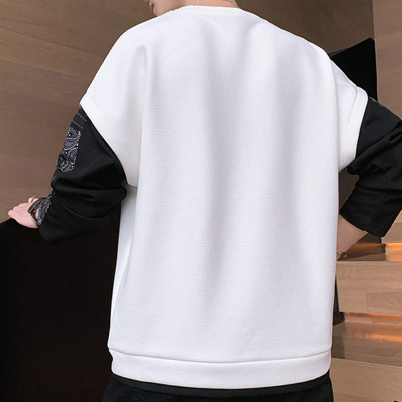 男款外贸大量备货M-5XL印花拼接假两件大码卫衣Y6728P32,男装卫衣,星座914